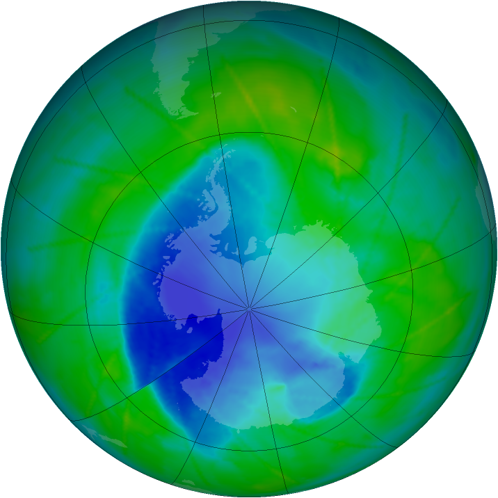 Antarctic ozone map for 14 December 2010